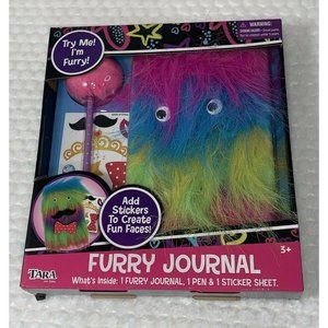 Journal Diary Fuzzy Furry Googly Eyes Book Puffball Pen Stickers -NEW